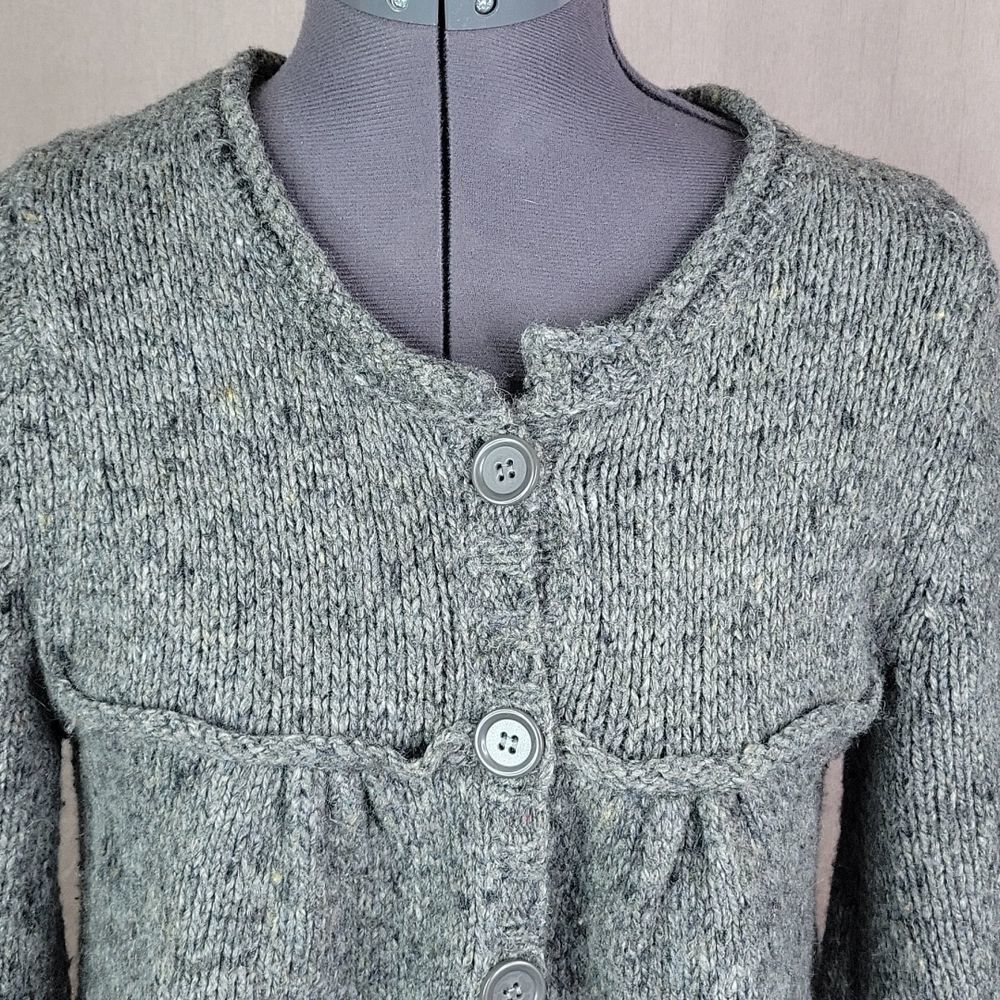 ANGIE Women's Black and Gray Wool Sweater Jacket Large - Picture 2 of 8